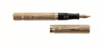 No. 552 Fountain Pen, "Stubby" Model, 9K Gold Barleycorn Overlay
