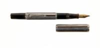 No. 454 Black Hard Rubber "Night and Day" Sterling Silver Overlay Fountain Pen, French