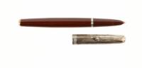 Parker 51 Fountain Pen, Cordovan Brown, Smooth Sterling Silver Cap, 1941