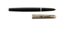Parker 51 Fountain Pen, Black, Smooth Sterling Silver Cap, 1941
