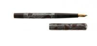 No. 412 Black Hard Rubber Fountain Pen, Sterling Silver Overlay