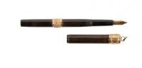 No. 115 Black Hard Rubber Chatelaine Fountain Pen, Gold-Filled Floral Bands