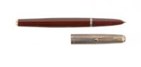 Parker 51 Fountain Pen, Cordovan Brown, Pinstriped Sterling Silver Cap, 1941