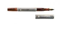 No. 452 1/2 Red Ripple Fountain Pen, Fluted Sterling Silver Overlay