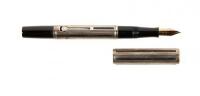 No. 454 Black Hard Rubber Fountain Pen, "Night and Day" Sterling Silver Overlay, French