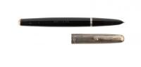 Parker 51 Fountain Pen, Black, Pinstriped Sterling Silver Cap, 1941