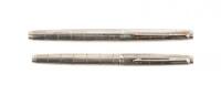 Parker 75 Fountain Pen and Ballpoint, Sterling Silver, "Damier" Pattern, French