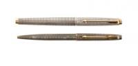 Parker 75 Fountain Pen and Ballpoint Pen, Sterling Silver, Cisele Pattern, #63 Nib