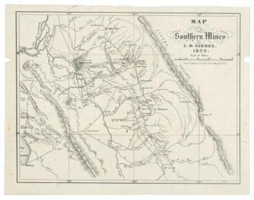 Map of the Southern Mines by C.D. Gibbes. 1852