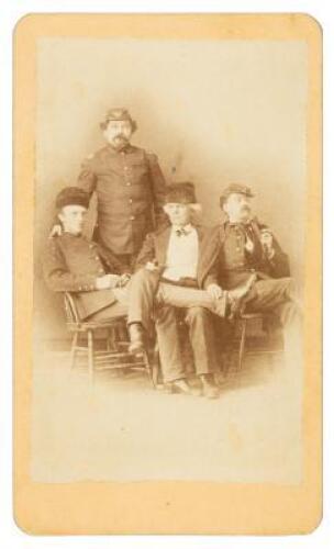 Carte-de-visite of four officers who were at the Battle of the Little Bighorn, inscribed and signed by Charles Varnum