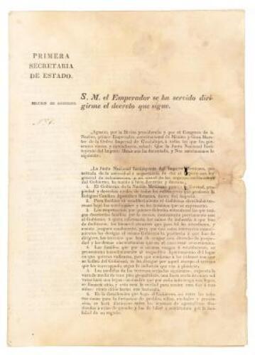 [Decree of the Junta Nacional Instituyente passed January 3, 1823, approved by Iturbide on January 4, and promulgated the same day by Jose Manuel de Herrera; a general colonization law]