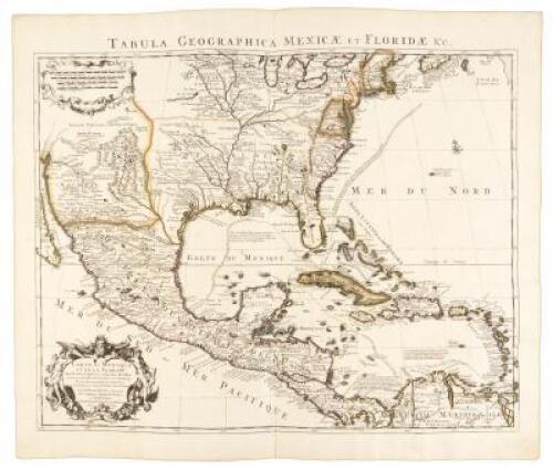 Carte du Mexique et de la Floride des Terres Angloises et des Isles Antilles, du cours et des Environs de la Riviere de Mississippi...