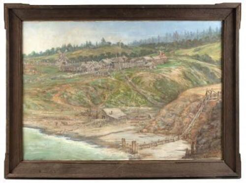 Original oil painting of Fort Ross in northern California