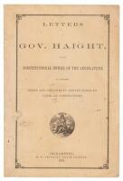 Letters of Gov. Haight on the constitutional power of the legislature to authorize cities and counties to donate bonds to railroads corporations