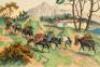 Original watercolor of a party crossing the Isthmus of Panama by mule train - 2