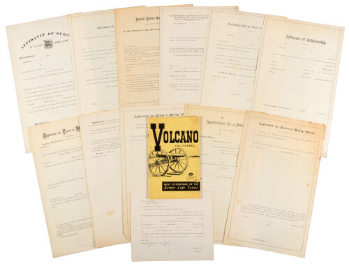 Lot of 26 blank applications for patents on mining claims and assorted legal forms