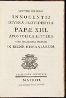 Bula de Nuestro Santisimo Padre Inocencio Papa XIII. Que Empieza Apostolici Ministerii sobre la disciplina eclesiástica en los Reynos de España