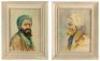 Two watercolor paintings of Iranian men with beards and turbans