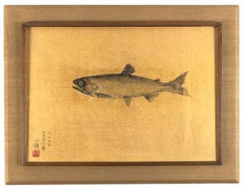 Japanese fish printed onto gold paper