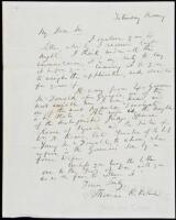 Autograph letter, initialed twice, on verso of letter received by him