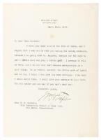Typed Letter Signed by William H. Taft, to Dean W.S. Kendall of Yale University of Fine Arts