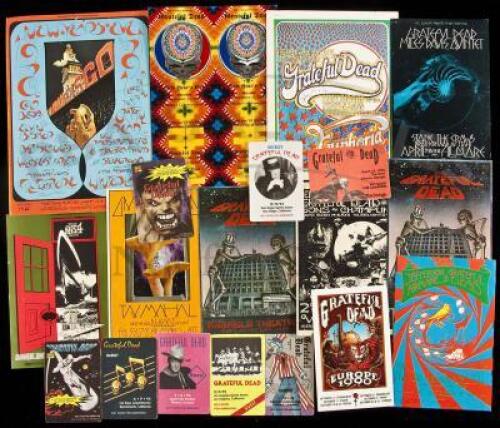 Collection of nine Grateful Dead handbills, plus nine stickers and one ticket from 1990