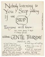 "Nobody Listening to You? Stop Yakking...celebrate Gentle Thursday, March 25, 1965..."
