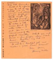 Letter from Henry Miller