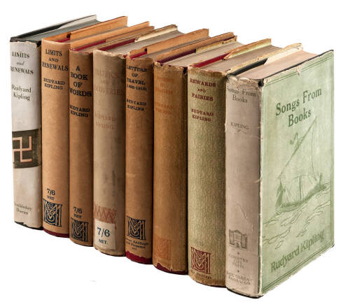 Eight first editions of works by Rudyard Kipling in rare dust jackets
