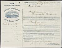 Bill of lading for shipment from New York to Downieville, California, via Panama