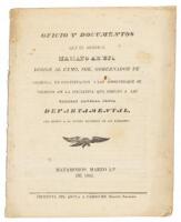 Oficio Y Documentos que El General Mariano Arista Dirige Al Exmo. Sor. Gobernador De Coahuila. En Contestacion A Las Especies Que Se Vierten En La Iniciativa Que Dirigio A Las Camaras Aquella Junta Departamental Con Motivo A La Ultima Incursion De Los Bar