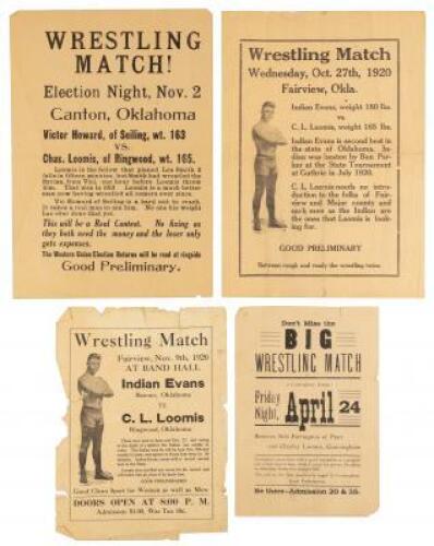 Group of Eight Oklahoma and Kansas Wrestling Broadsides Featuring Wrestler Charles Loomis