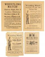 Group of Eight Oklahoma and Kansas Wrestling Broadsides Featuring Wrestler Charles Loomis