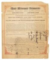 The Mutual Benefit Mining, Milling and Developing Co. &hellip;Incorporated under the Laws of the State Of Colorado, June, 1881. Mines Near Georgetown, Clear Creek County, Colorado