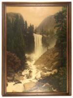 Hand-colored oversized photograph of Vernal Falls, Yosemite Valley, California