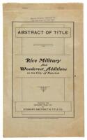 Abstract of Title to Rice Military and Woodcrest Additions to the City of Houston