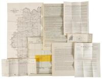 Archive of approx. 25 documents regarding the sale of "Indian lands" in Oklahoma, including two maps & a hand-colored plat