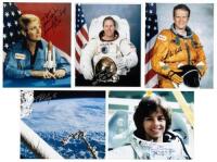 Five Signed Color Photographs of Space Shuttle Astronauts