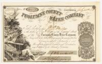 Stock Certificate in the Tuolumne Country Water Company, made out to D.O. Mills