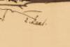 Original sepia ink drawing by Edward Lear - Egyptian vignette amid pyramids - 3