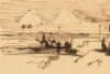 Original sepia ink drawing by Edward Lear - Egyptian vignette amid pyramids - 4