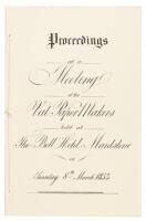 Proceedings at a Meeting of the Vat Papermakers held at The Bell Hotel, Maidstone on Tuesday 8th March 1853