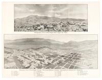 Real estate promotional piece with two panoramic views of Searchlight, Nevada, a map of the town, testimonials & laudatory newspaper clippings, etc.