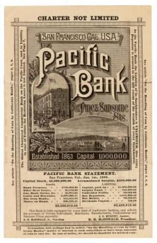 San Francisco Cal. U.S.A. Pacific Bank Cor. Pine & Sansome Sts.