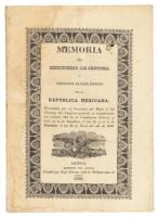 Memoria del Ministerio de Justicia y Negocios Eclesiásticos de la República Mexicana. Presentada por el Secretario del Ramo a las Cámaras del Congreso general, en cumplimiento del artículo 120 de la Constitución Federal, y leída en la de Senadores el día 