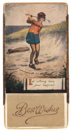 Let Nothing Damp Your Happiness - calendar holder with lady golfer