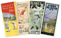 Four brochures or railroad travel directories featuring golf