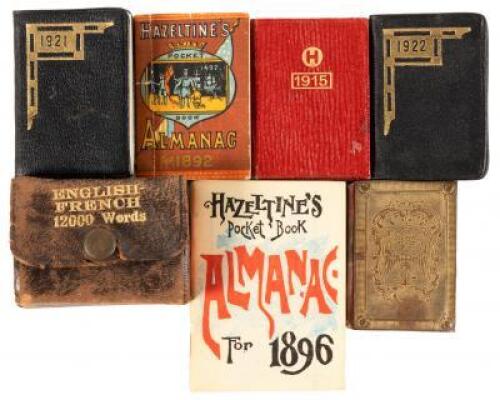 Seven miniature calendars and reference books