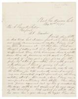 Letter from Charles Ripley of West Las Animas, Colorado, to a Mr. A. Prescott Baker of Newport, Rhode Island, offering to sell his ranch, and describing it in detail