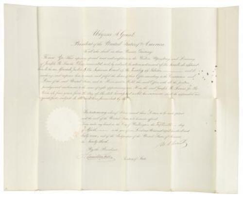 Two appointments of Joseph R. Lewis as associate justice of the Supreme Courts of Idaho and Washington Territories, each signed by Ulysses S. Grant, plus four letters to Lewis relating to judicial appointments signed by attorneys general